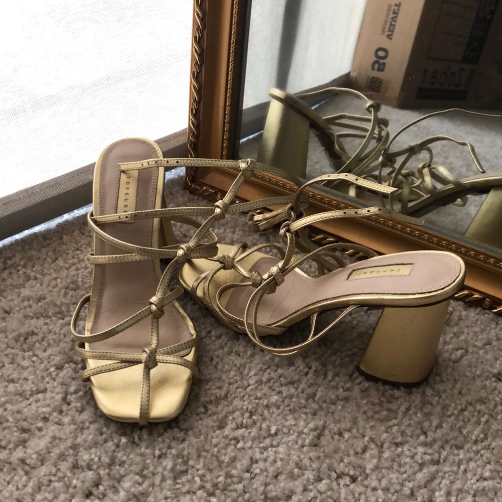 Elegant Gold Strappy Heels